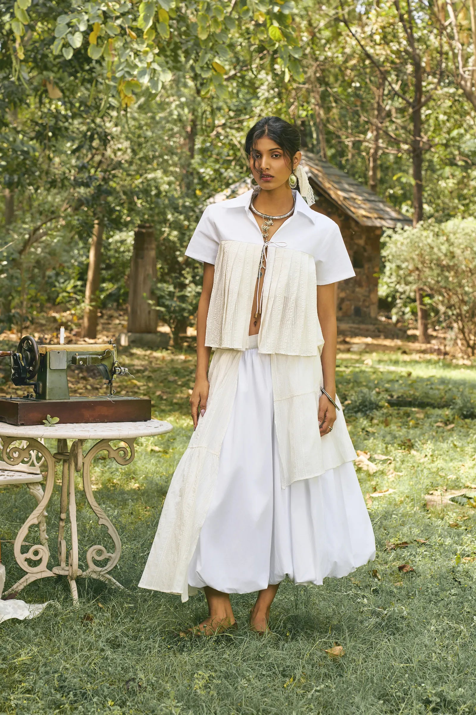 D'muri The Pavilion Skirt architectural pavilion-silhouette skirt, front view