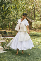 D'muri The Pavilion Skirt editorial shot, statement occasion skirt for women