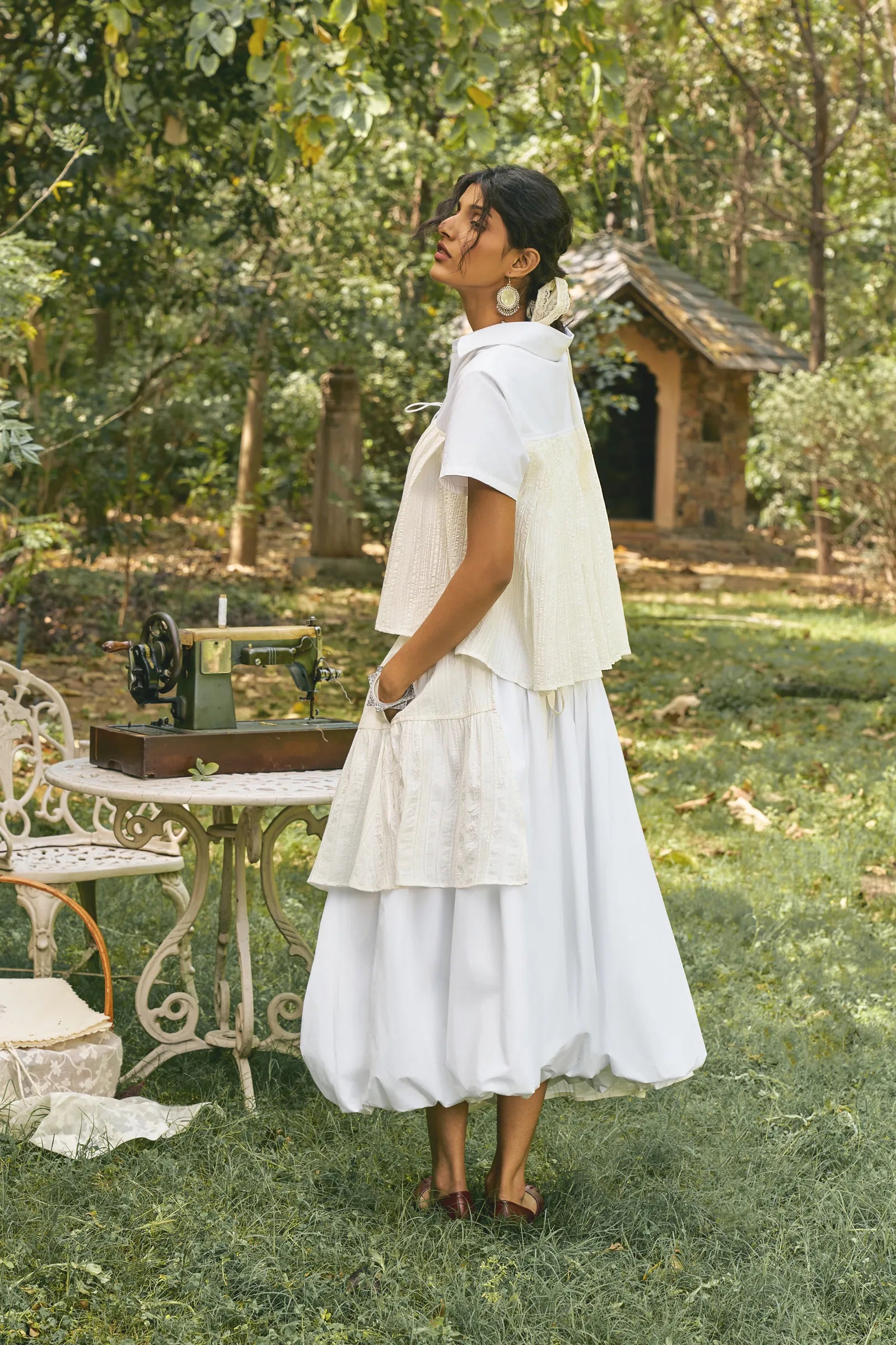 D'muri The Pavilion Skirt editorial shot, statement occasion skirt for women