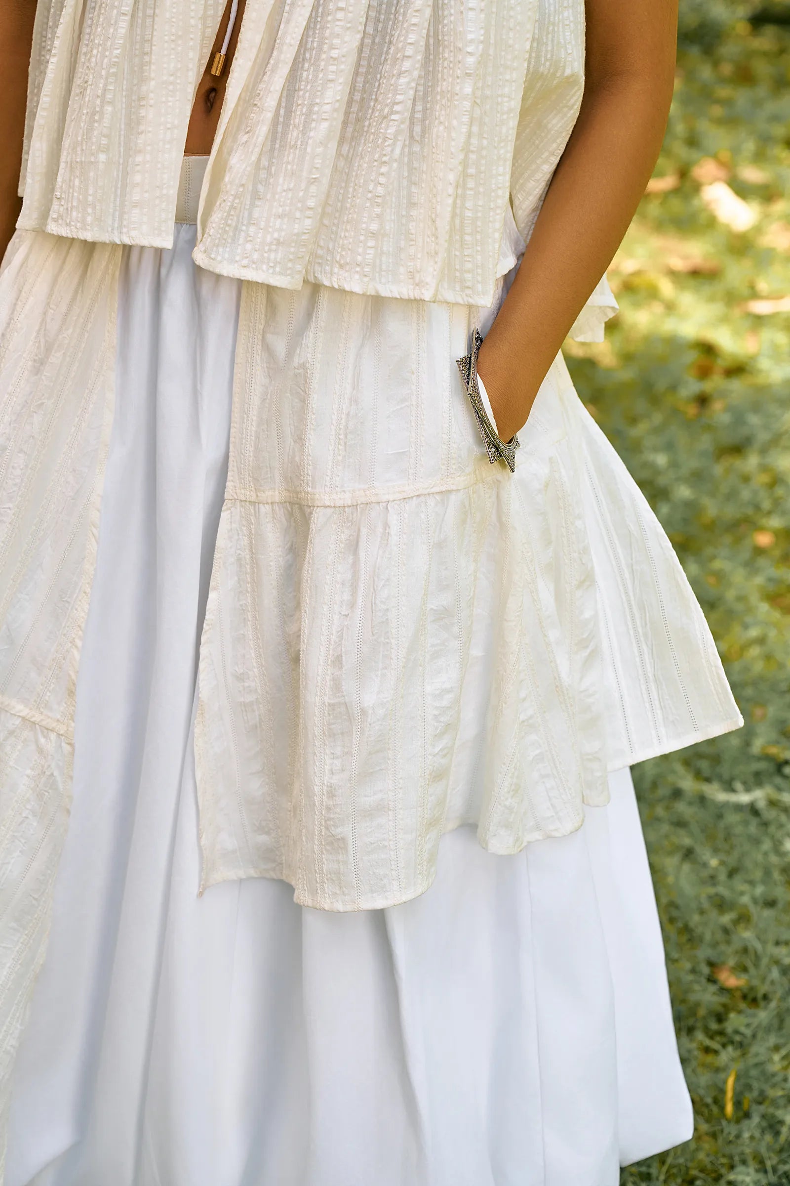 D'muri The Pavilion Skirt close-up of hem structure and fabric craftsmanship