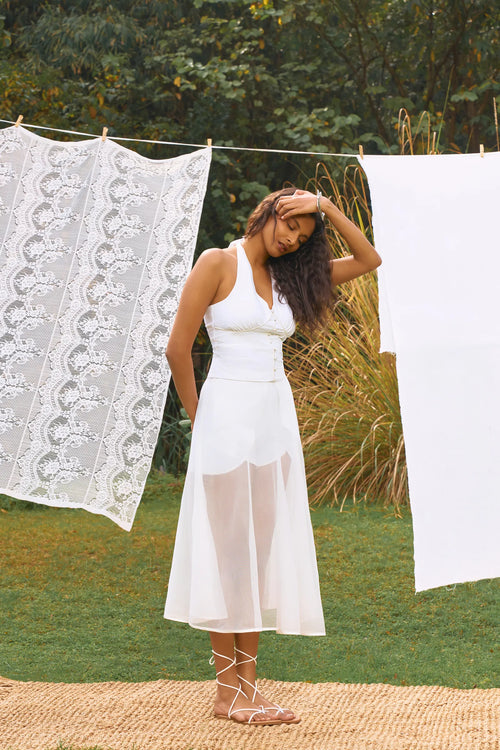 D'muri The Balletiere Ensemble editorial shot, feminine co-ord for occasions