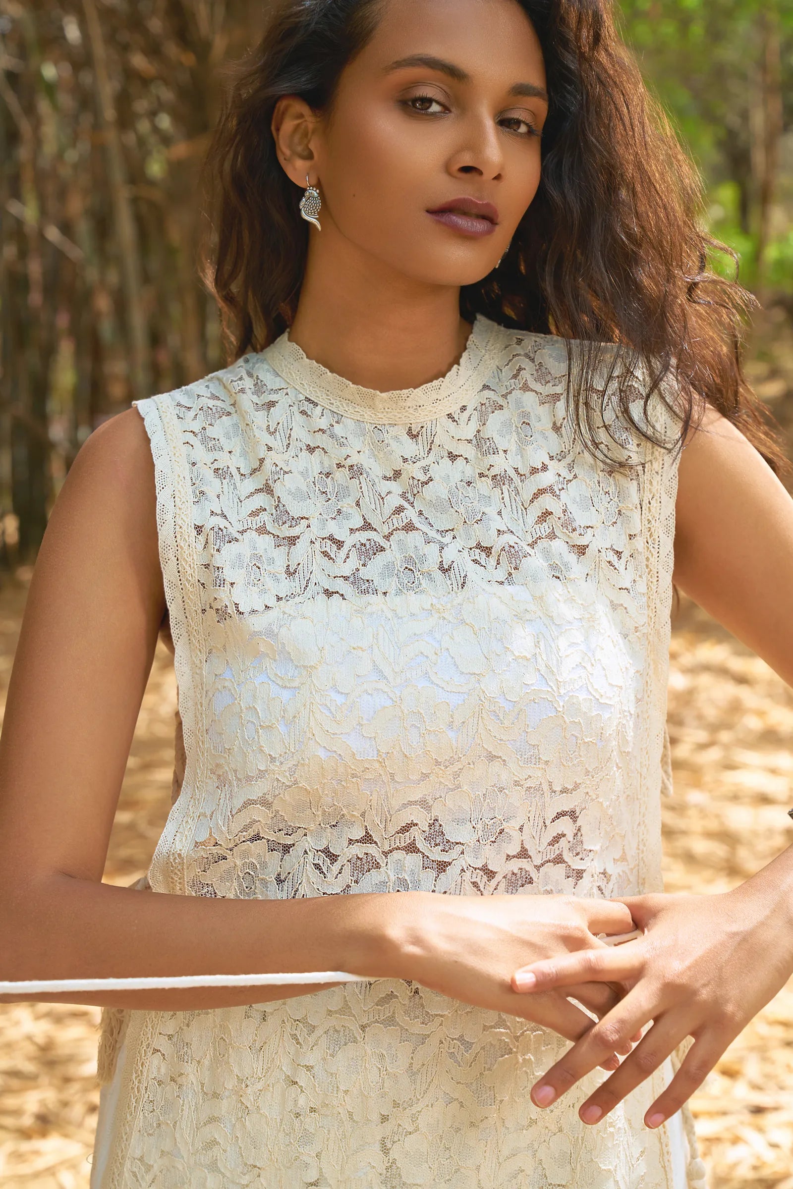 D'muri The Lace Heirloom Veil editorial, layered over slip dress for occasions