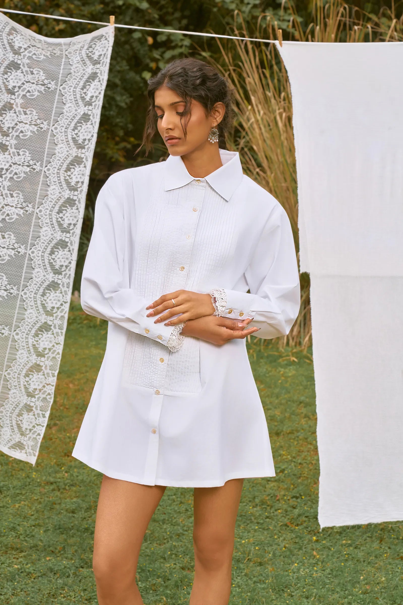 D'muri The Savile Shirt Dress tailored women's shirt dress, hero front view