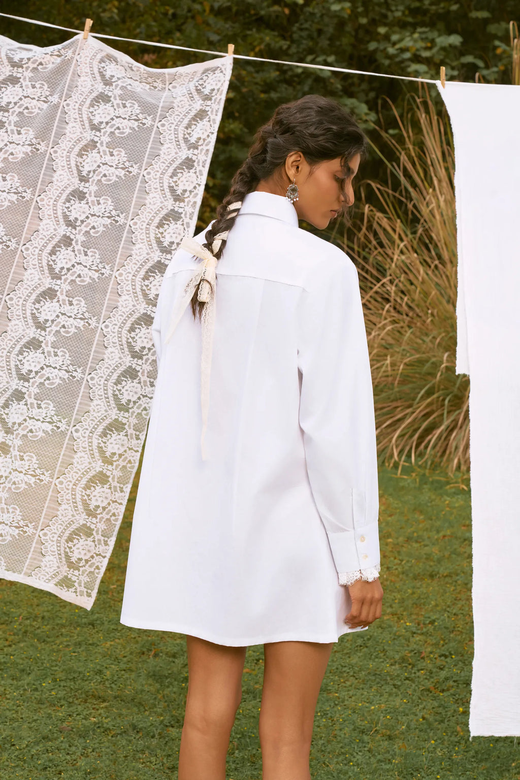 D'muri The Savile Shirt Dress back view showing structured collar and button placket