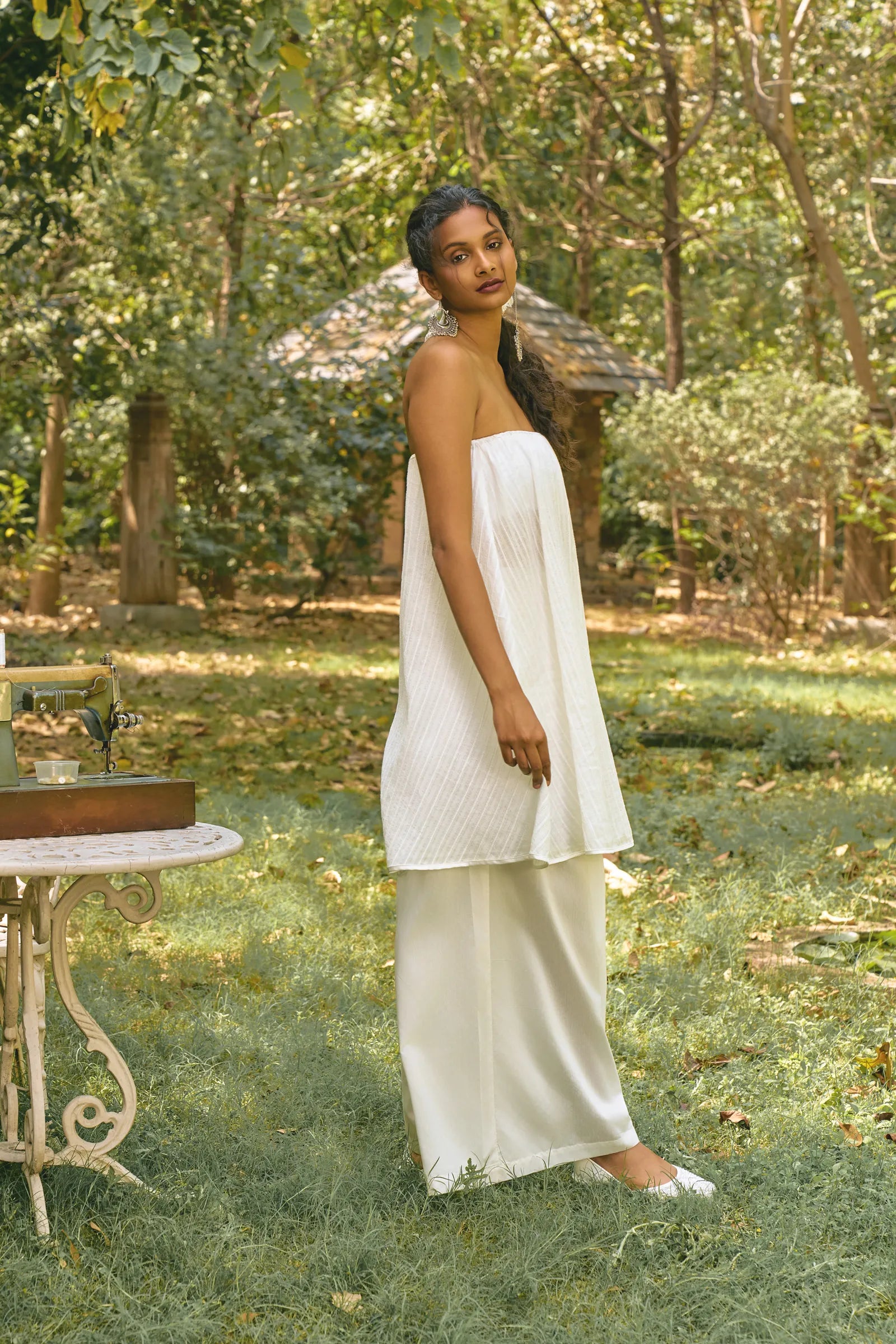 D'muri The Solarium Chanderi Set editorial lifestyle, Indian luxury fashion