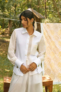 D'muri The Tailor's Panel Shirt structured panel women's shirt, front view