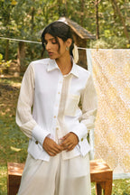 D'muri The Tailor's Panel Shirt structured panel women's shirt, front view