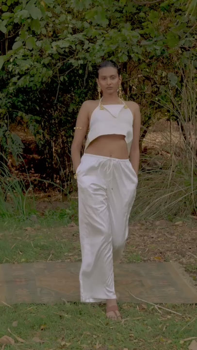 D'muri The Pallor Blouse pale luxury blouse in motion, understated elegance and soft drape