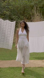 D'muri The Balletiere Ensemble ballet-inspired co-ord in motion, delicate fabric and ribbon detail