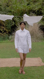 D'muri The Savile Shirt Dress tailored shirt dress in motion, structured silhouette and fluid movement